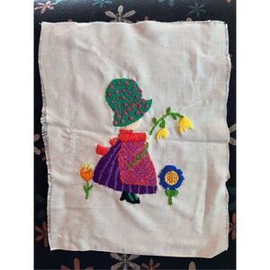 Vintage Holly Hobbie Type Crewel